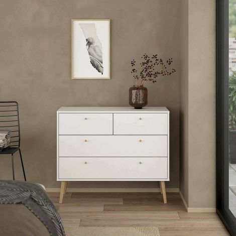 Dmora - Cajonera Pelagie, Cómoda multiusos, Cómoda de dormitorio, Gabinete con cajones, 99x39 h82 cm, Blanco (1/5)