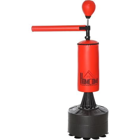 Sac de frappe autoportant avec Speed Ball et barre rotative à 360° 88 x 48 x 155-205 cm Noir et rouge (1/5)