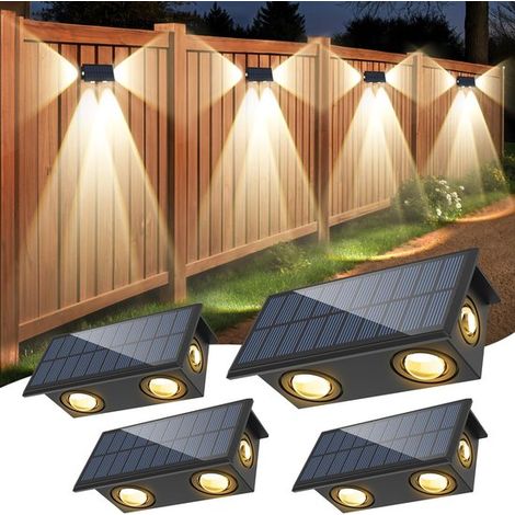 Wandleuchte 4er Set Solar Wandleuchten Warmweiß wasserdicht Solar Wandleuchten Dekorative LED Außenwandleuchten für Veranden, Terrassen, Patios u (1/5)