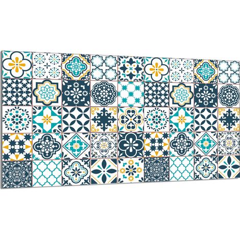 Plaque de protection en verre pour poêle 90x52 Mosaïque (1/5)
