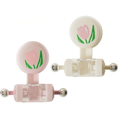 Lot de 2 supports de douche à ventouse réglables, fixation murale sans perçage, pour douchette, salle de bain de camping-car ou carrelage (couleur claire). (1/5)