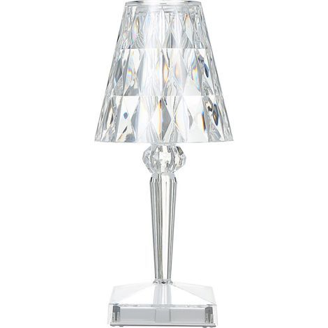Lámpara de mesita de noche de cristal recargable por USB – Iluminación LED regulable – Control táctil – Pantalla acrílica en forma de diamante (1/5)