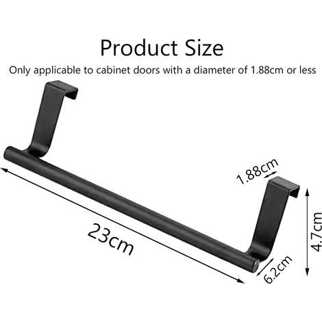 toalleros, acero inoxidable, negro, 23,5 cm, no requiere taladrar, para baño y cocina. (1/5)