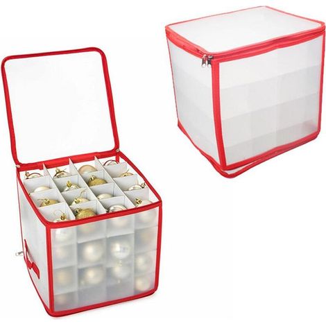 Transparente Aufbewahrungsbox für Weihnachtsdekorationen, aus faltbarem PVC, Fassungsvermögen für bis zu 64 Weihnachtskugeln. (1/5)