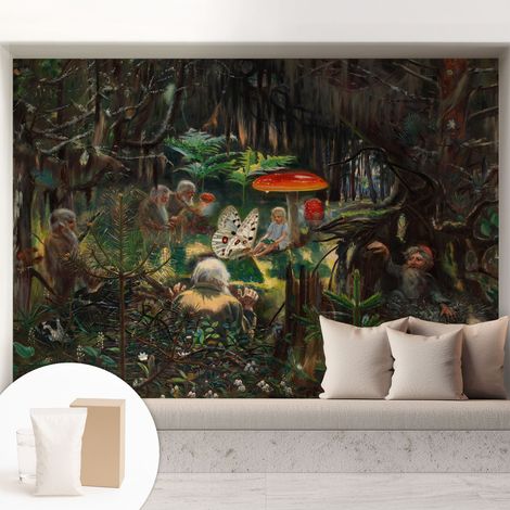 Papier peint intissé mural avec imprimé motifs uniques apparence moderne - Colle incluse gratuite Forêt féérique 208x146 cm (1/5)
