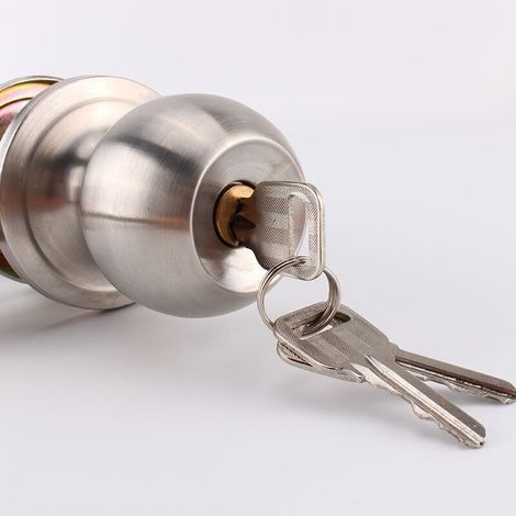 Poignée de porte ronde avec serrure à clé – Qrity – finition métal chromé, livrée avec 2 clés, compatible portes épaisseur 35–45 mm (1/3)
