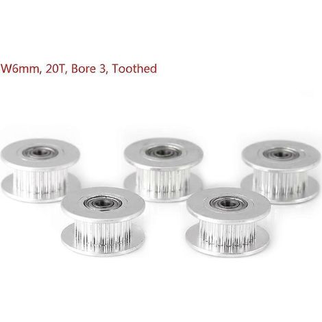 Stück Aluminium 2GT Zahnriemenscheibe 3D-Druckerzubehör (B6mm, 20T, Bohrung 3, verzahnt)