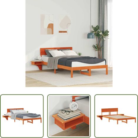 vidaXL Bettrahmen Wachsbraun 140 x 200 cm Massives Kiefernholz (1/5)