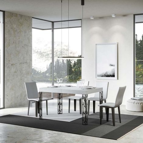 Tavolo allungabile 90x130/234 cm Ghibli Bianco Frassino telaio Antracite (1/5)