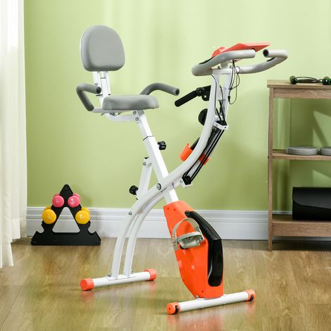 Cyclette pieghevole HOMCOM, altezza regolabile, resistenza magnetica, display LCD, sedile con schienale, sensore di pulsazioni, portata massima 120 kg, per uso domestico, dimensioni 105x48x118 cm, col (1/5)