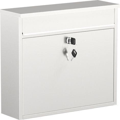 Wiltec Briefkasten V13 Edelstahl 360 x 115 x 320 mm, Wandbriefkasten mit Schloss und Klappe, Postkasten aus Stahl