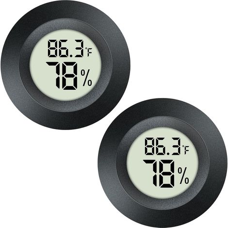 Lot de 2 mini hygromètres-thermomètres numériques - Moniteur d'humidité et de température intérieur/extérieur pour caves à cigares, serres, jardins, caves (℉/℃) (1/5)