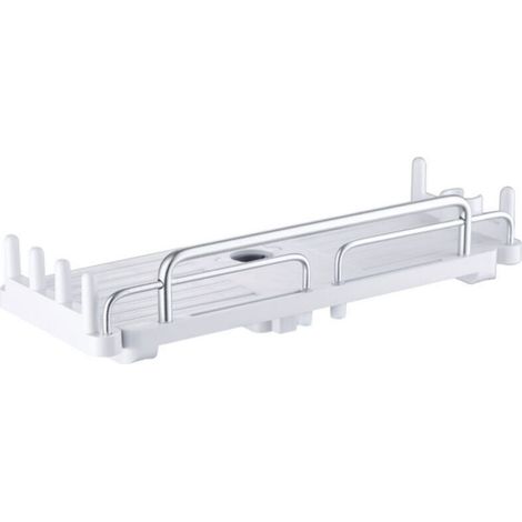 Étagère de douche télescopique 32-48 cm, à suspendre sans perçage, pour barre de douche 18-25 mm (blanche) (1/5)