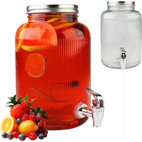 Carafe avec robinet, grand bocal en verre de 4 L avec robinet, distributeur d'eau
