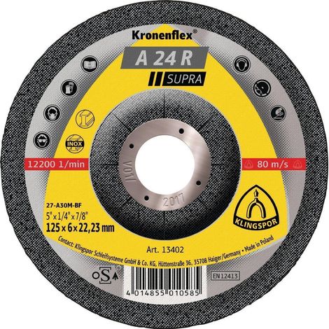 KLINGSPOR disque à ébarber A 24 R Supra D 125 x S 4 mm - 240831 (1/2)
