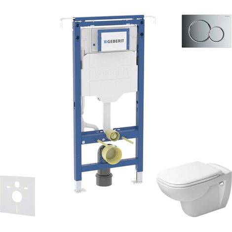 Geberit Duofix - Set Vorwandelement, Duravit D-Code WC und Sitz, Sigma01 Tasten, Rimless, SoftClose, Chrom glänzend SANI11CP1100 (1/5)