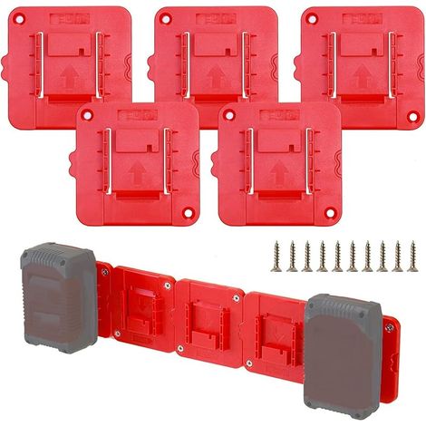 Lot de 5 Supports de Batterie compatibles avec Batterie for Einhell 18 V - Convient pour Le Nettoyage d'atelier (avec 10 vis, Pas de Batterie)
