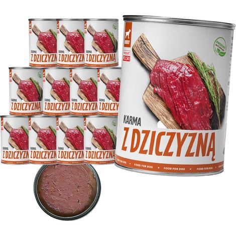 Comida húmeda para perros TufTuf. Carne enlatada con carne de caza. Set de 12 latas de 400 g. (1/2)