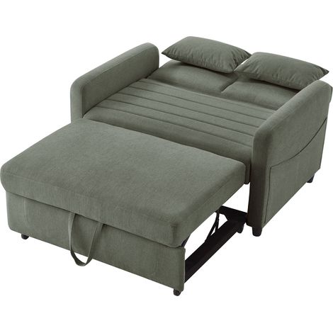 Canapé-lit 2 places convertible avec dossier 3 positions, tissu respirant, mousse haute densité et 2 coussins, idéal petit espace CHICFURN (1/5)