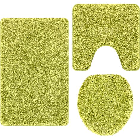 Ensemble de tapis de bain antidérapants 3 pcs Vert PP (1/5)