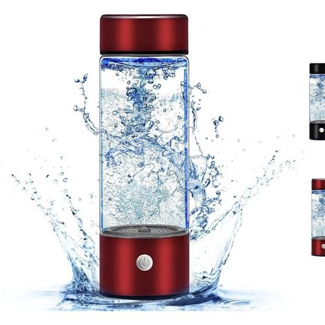 Wasserstoff-Wassergeneratorflasche, 14 oz tragbare Wasserstoff-Wasserflasche, wiederaufladbare tragbare Wasserstoff-Wassergeneratorflasche, rot. (1/5)