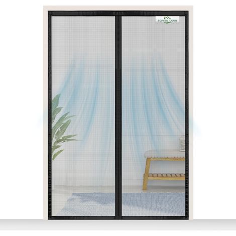 SCREEN DOOR Moustiquaire Porte Fenetre 160x220cm Protection contre les Insectes, Installation Facile – Noir (1/5)