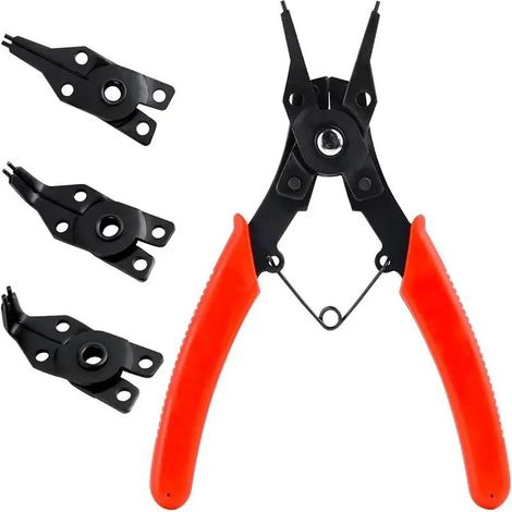Pince à anneaux encliquetables multifonctionnelle 4 en 1, multi-outils, outil de sertissage multiple, dissolvant d'anneau externe interne, pince à Circlip de retenue (1/5)