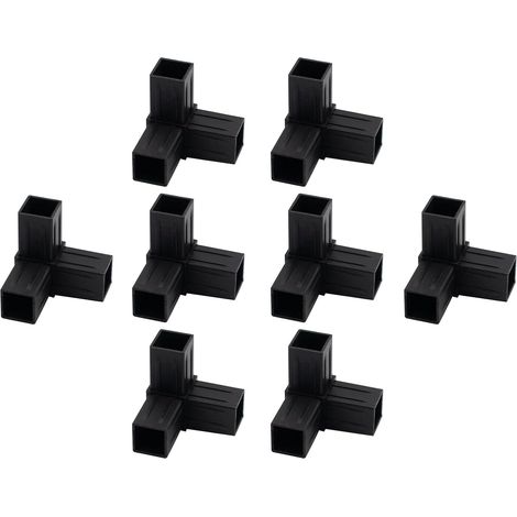Lot de 8 raccords carrés solides noirs pour étagères et projets en plein air (1/5)
