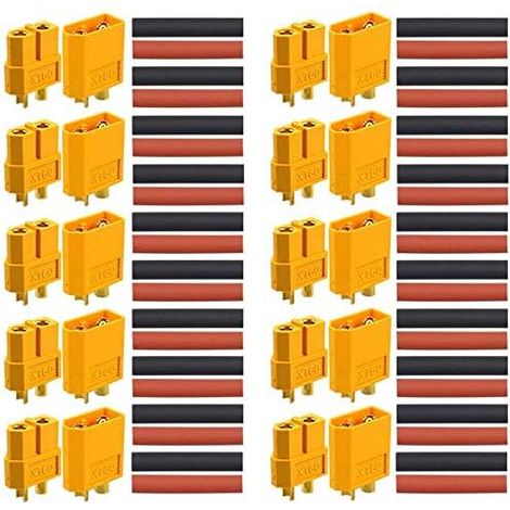 20Pcs connecteur XT-60, XT-60 Connecteurs de Batterie, for RC Lipo Battery,10 pcs connecteurs mâles et 10 pcs connecteurs Femelles (XT-60)