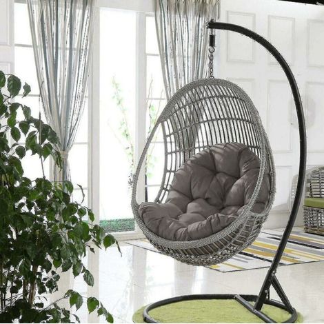 1pcs Panier Egg Chair Coussins d'assise Jardin Hamac Berceau Pads Only Mat（Gris foncé）