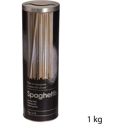 Contenitore per spaghetti in ferro con rilievo Nero 1kg diametro 8,5x h27 cm (1/3)