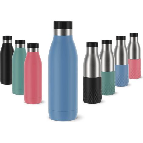 Emsa, Borraccia BluDrop, Capacità 0.5L, Borraccia Termica In Acciaio Inox 18/10, Borraccia 100 % Ermetica e Senza BPA con Chiusura Quick-Press, Rivestimento Soft-Touch, Colore Azzurro (1/5)