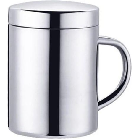 Tasse à café en acier inoxydable avec poignée, tasses à double paroi en métal, 220 ml, passe au lave-vaisselle, tasses à thé pour la maison, le camping, les voyages, l'extérieur (tasse de 220 ml avec (1/5)