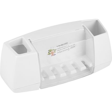 1 Soporte para cepillos de dientes, plástico, montaje sin herramientas, tapa transparente, baño (1/5)