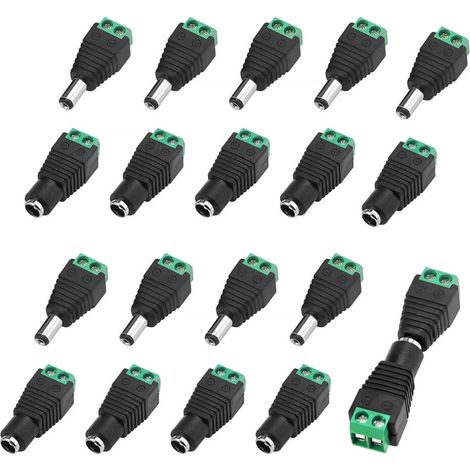 10 Paire 5.5 X 2.1mm 12V DC Connecteur d'alimentation Mâle et Femelle, Fiche Prise Adaptateur Vis Borne Connecteur (1/4)