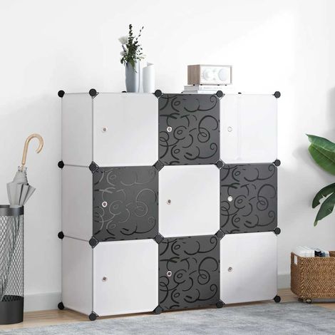 Organisateur de rangement cube avec 9 compartiments Noir/Blanc (1/5)