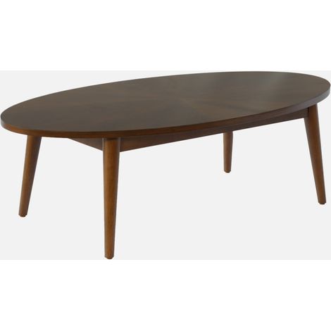 Mesa de centro ovalada de madera de hevea y chapa de roble (1/5)