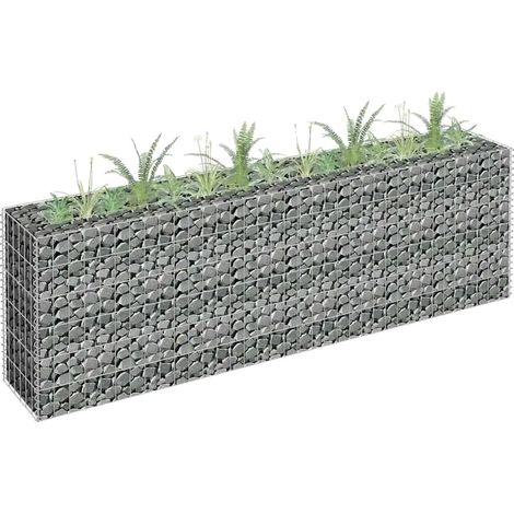 Jardinera elevada de gaviones, diseño duradero, versátil para jardines, gris claro. (1/2)
