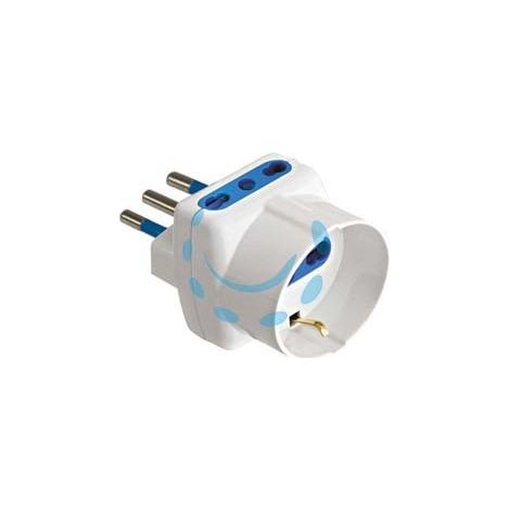 ADATTATORE TRIPLO 2P+T CON SCHUKO BIANCO - spina 16A e prese 10/16A bianco