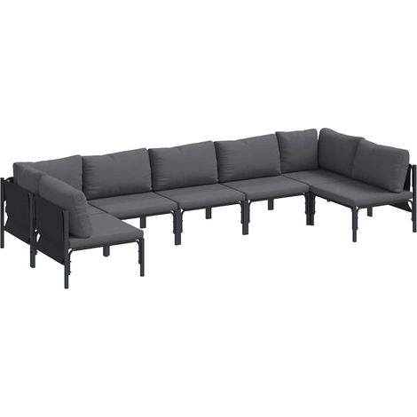 Maison Exclusive - Set Divano da Giardino con cuscino 7 pcs Nero Acciaio
