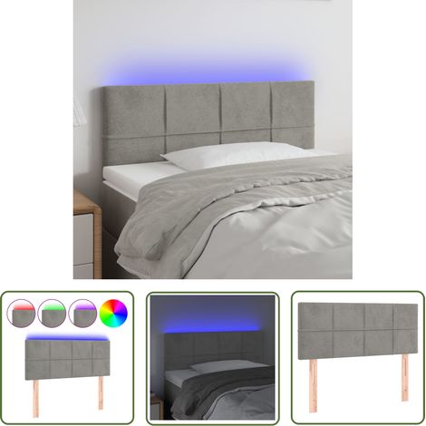 The Living Store Tête de lit à LED Gris clair 80x5x78/88 cm Velours - Tête De Lit Led - Tête De Lit Velours - Tête De Lit Moderne - Éclairage Led - Têtière De Lit (1/5)
