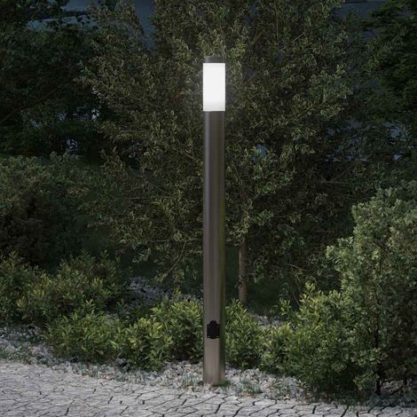 vidaXL Baliza de luz con toma de corriente, 110 cm, acero inoxidable, IP44 (1/5)