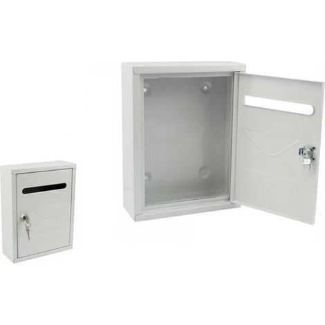 TrAdE Shop Traesio - Cassetta Della Posta Postale Box Lettere In Metallo Da Esterno Bianca 26x20x7,5cm 64913 - (1/2)