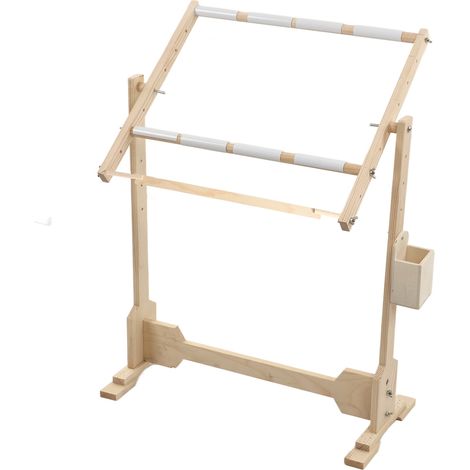 Support de tapisserie réglable en bois, 5 positions de hauteur, angle ajustable, pour broderie et cadre textile (1/5)