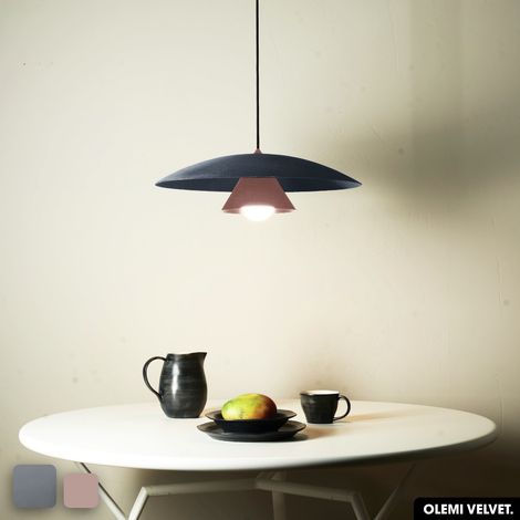 Lampe de suspension en velours - OLEMI VELVET GRIS - ROSE (1/2)