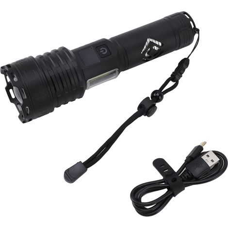 Ortviai Lampe Torche Rechargeable 40000 lm, Zoom Réglable, Fonction Banque d'Énergie, Portée 3000 m, Aluminium (1/5)