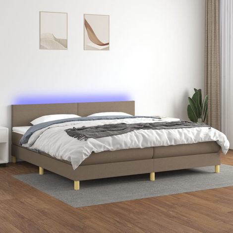 Sommier tapissier et matelas et LED Sommier pour Adulte et Enfant Lit adulte Taupe 200x200 cm Tissu XJDT725877 (1/5)