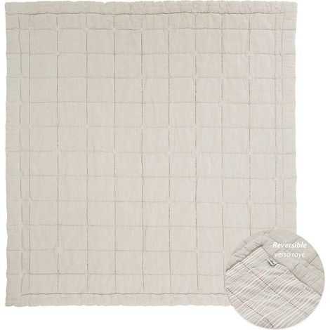 Couverture de Repos Bébé Réversible en Coton Lavé Effet Matelassé Coloris Sable - PANGIVO (1/5)