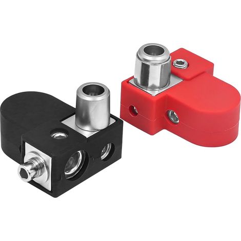 Cosses Batterie Laiton Positif Négatif Adaptateur 2 Sorties 0/2/4-4/8 AWG, Caches Silicone, Montage Supérieur/Latéral, Anneau Puissance – Pour Voiture (1/5)