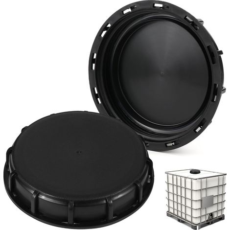 2 Pièces Bouchons de Réservoir 163 mm Noir Bouchon Cuve pour Réservoir d'eau de 1000 l Vanne Cuve Réservoir de Pluie Conteneur (1/5)